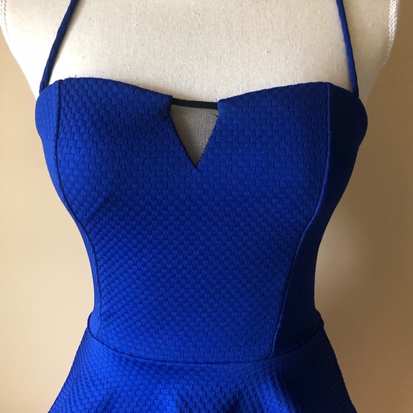 Charlotte Russe Royal Blue Mini Peplum Bodycon Dress Size Small - Picture 2 of 10